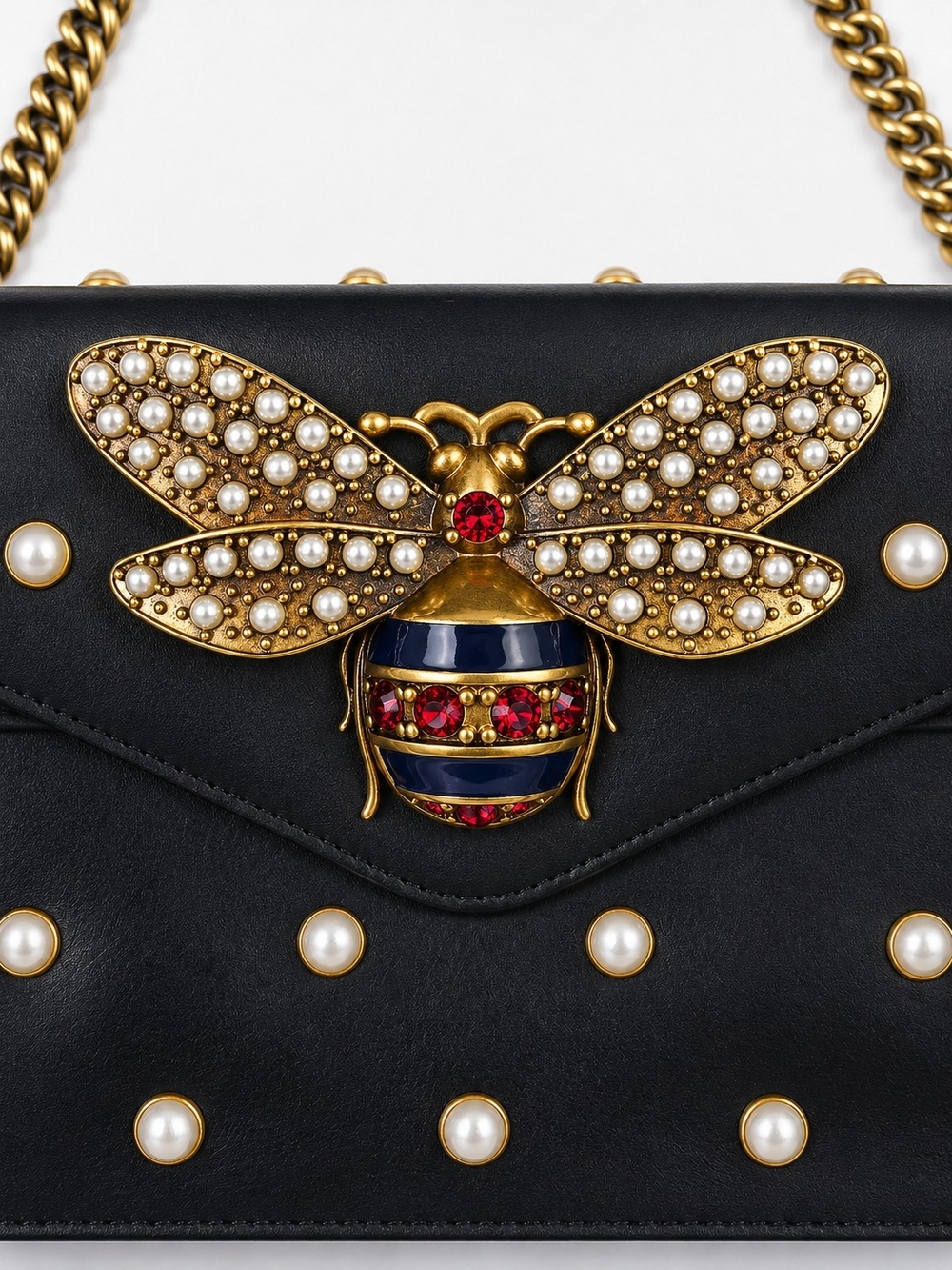Gucci Broadway Pearly bee embellished leather mini - Picture 2 of 8